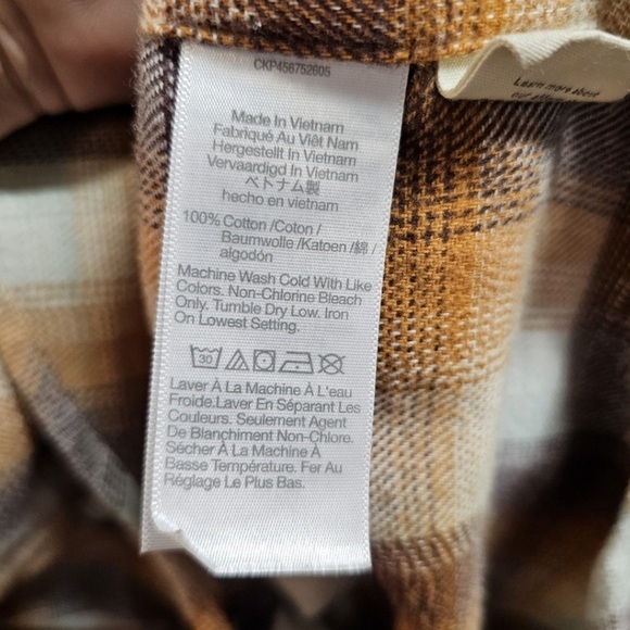 Madewell Twill Flannel Side buttons oversized boyfriend shirt Size Large - Picture 3 of 4